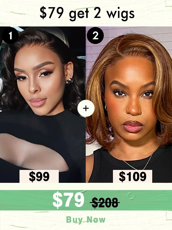 YOOWIGS $79 get two wigs Combo Deal  C-PART 10inch Human Hair wig FL03