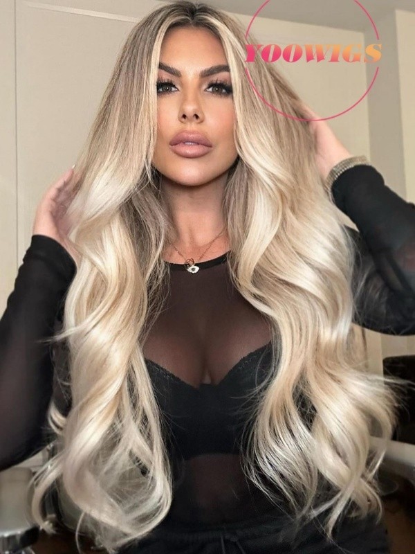 YOOWIGS Custom Wig Europe 100% Virgin Human Hair Ombre Blonde Color Full Lace Wig Body Wave Long Hairstyles RY237