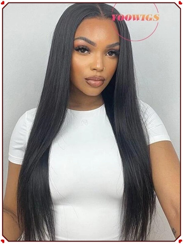 Yoowigs Long Straight Human Hair 13x6 HD Full Lace Front Wig Pre Plucked Natural Looking Glueless RY181
