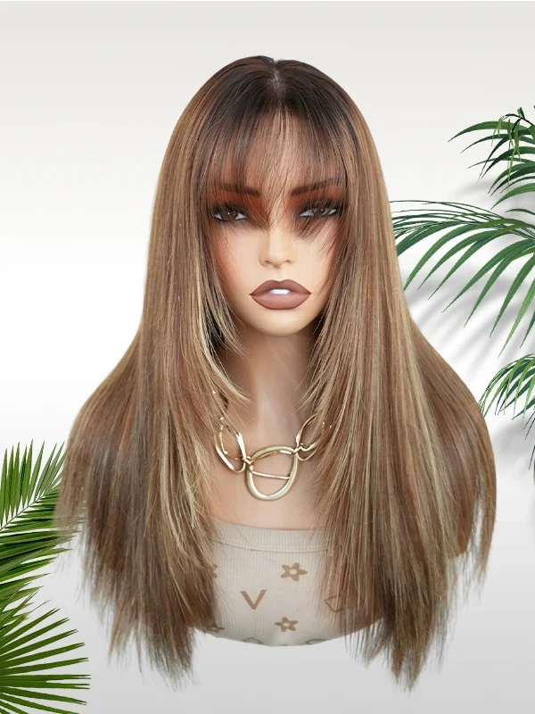YOOWIGS Highlight Layered Cut HD Lace Glueless Human Hair Wig with Invisible Drawstring YMC02