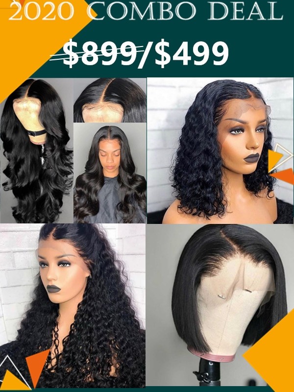 Yoowigs 2020 4 Wigs Combo Deal Brazilian Virgin Lace Frontal Wigs With Full Lace Wigs 100 Unprocess Human Hair Wigs Can Be Color Yvs18