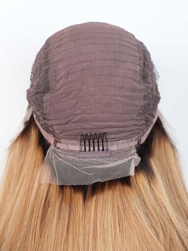Black Friday Sale 13x4 Transparent Lace Front Human Hair Wig Ombre Blonde Color Bob Wig YC03