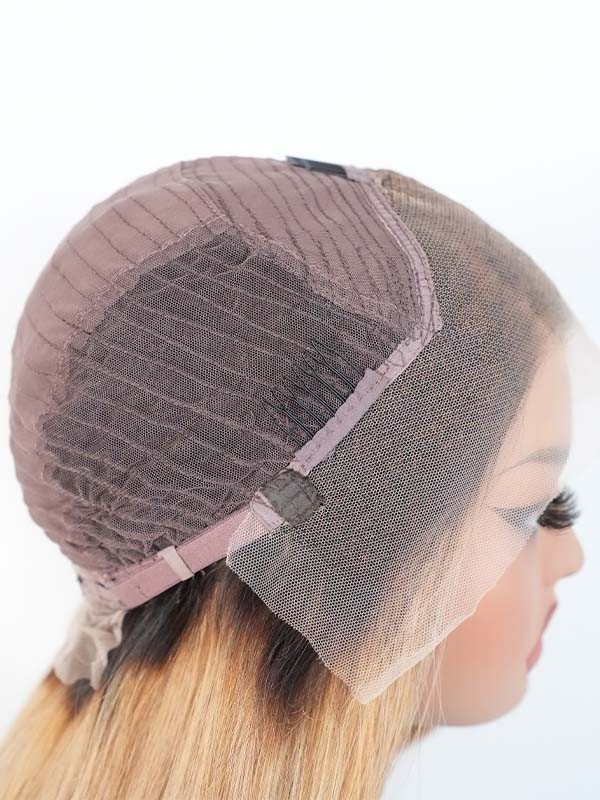 Black Friday Sale 13x4 Transparent Lace Front Human Hair Wig Ombre Blonde Color Bob Wig YC03