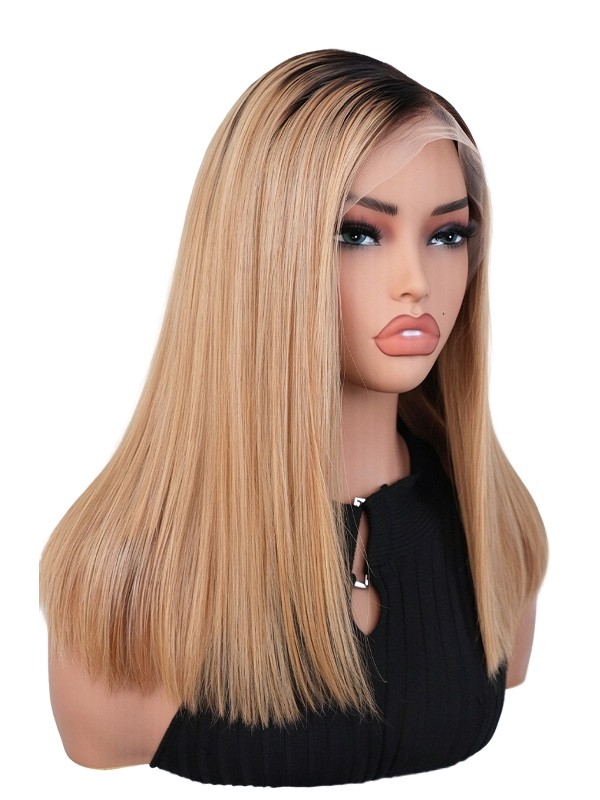Black Friday Sale 13x4 Transparent Lace Front Human Hair Wig Ombre Blonde Color Bob Wig YC03