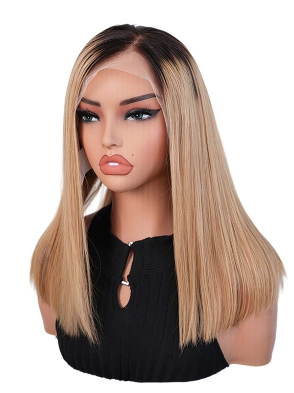 Black Friday Sale 13x4 Transparent Lace Front Human Hair Wig Ombre Blonde Color Bob Wig YC03