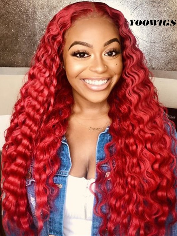 Yoowigs Royal Film Lace 13x6 5 Deep Wave Red Glueless Human Hair