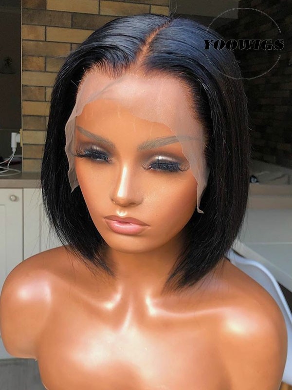 YOOWIGS Natural Medium Brown Lace 13x4 Lace Front Human ...