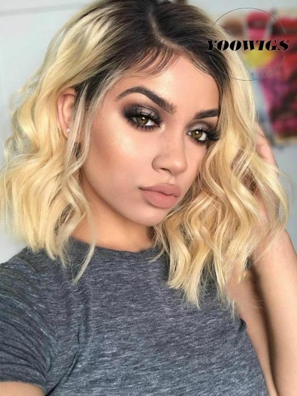 Yoowigs Ombre Blonde 613 Wet And Wavy 13x4 Lace Front Human Hair