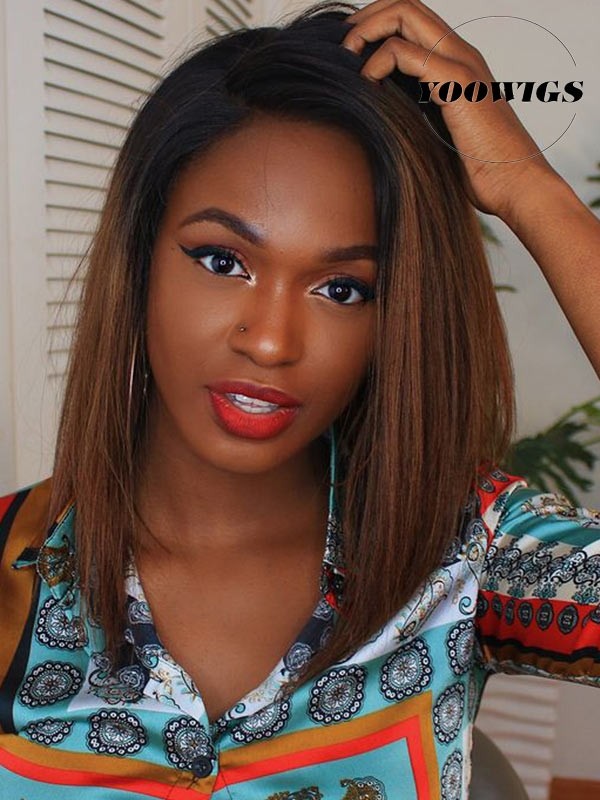 Yoowigs Royal Film Hd Lace Ombre Brown Bob 13x6 5 Lace Front Human