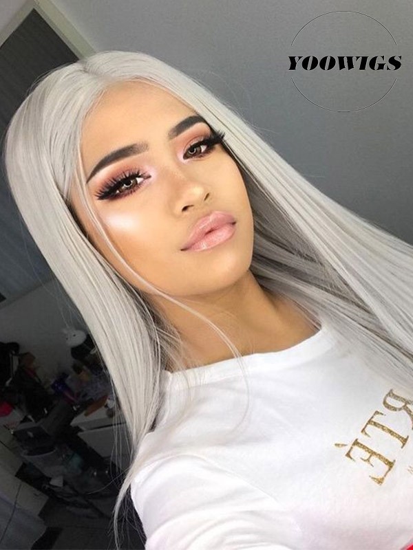 Yoowigs Royal Film Lace 13x4 Frontal Lace Silky Straight Grey