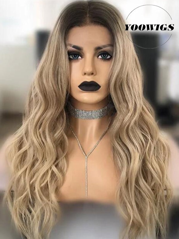 Yoowigs Royal Film Hd Lace Ombre Ash Blonde Human Hair Wigs Pre